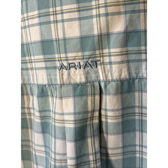 Ariat PRO Series button Front men's XL Shirt Plaid Blue White long sleeve Logo - Picture 7 of 8